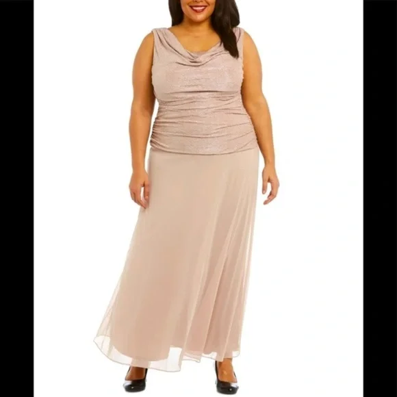 R&M Richards | Dresses | Womens Formal Dress Plus Size 2w Draped Metallic Rm  Richards Evening Gown New | Poshmark